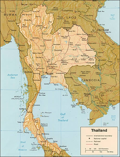 Thailandia: mappa fisica