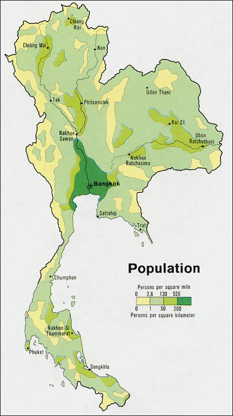 Thailandia: mappa popolazione